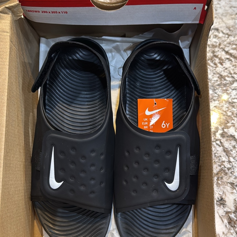 Nike Black Slides with White Logo
